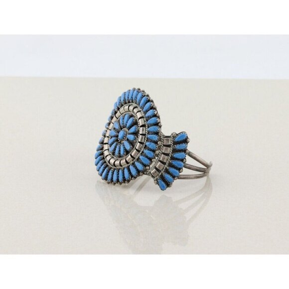 Sterling Silver Lapis Lazuli Cuff Bracelet M B Sterling 6 1/2" adjustable - Picture 8 of 9